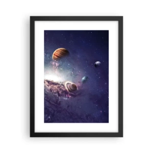 Poster in cornice nera - Sistema solare danzante - 30x40 cm