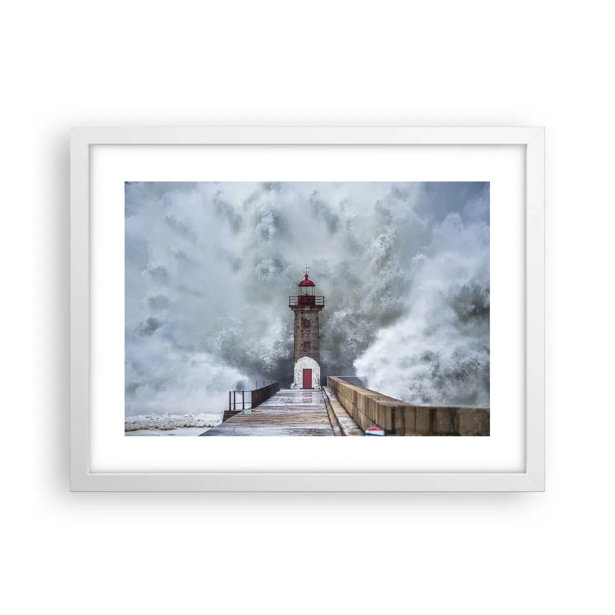 Poster in cornice bianca - Fragore delle acque, rumore di tempesta - 40x30 cm