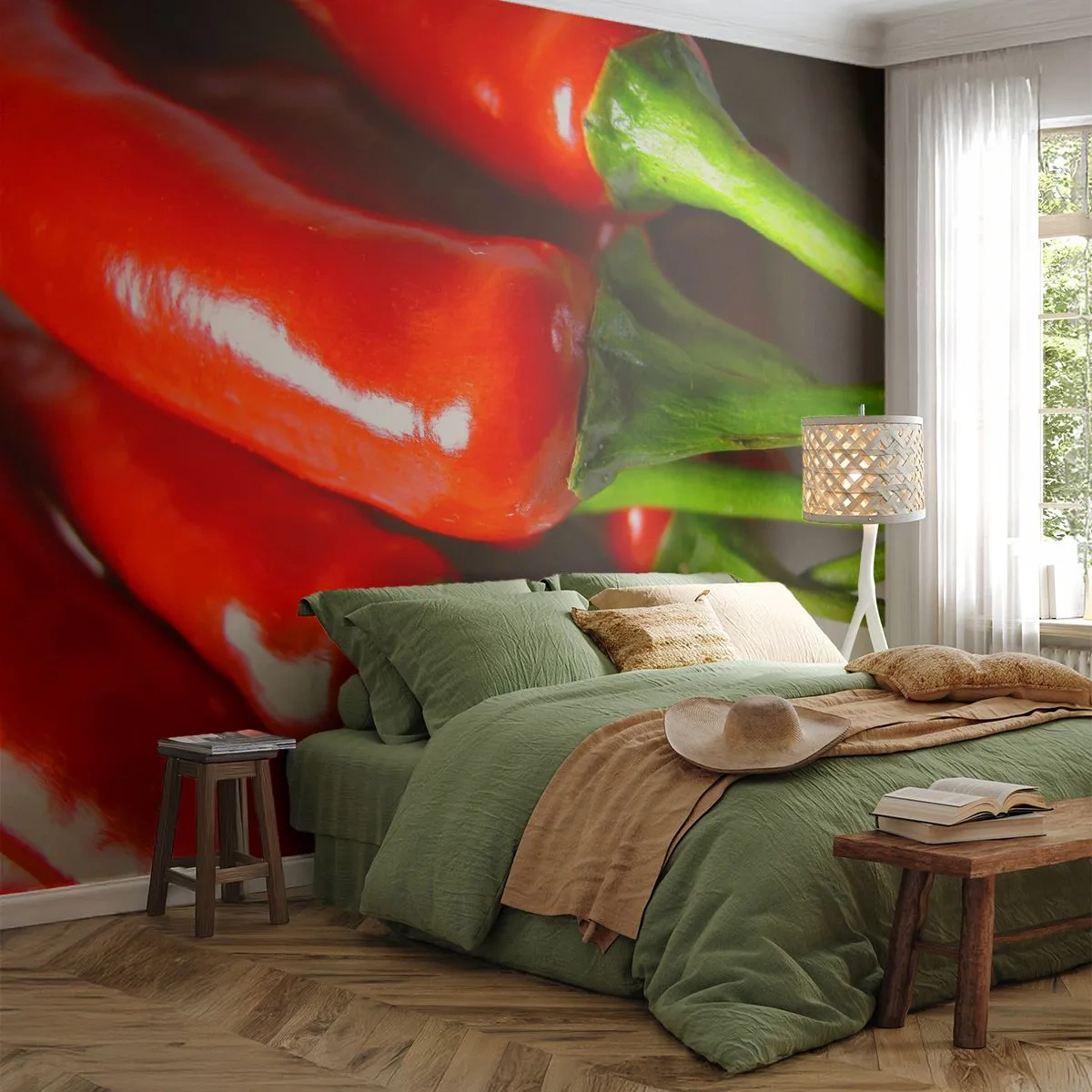 Fotomurali Autoadesivo Deluxe Sticker - Succosi, lisci e lucenti - Gastronomia, Pepe, Verdure - 250x175 cm