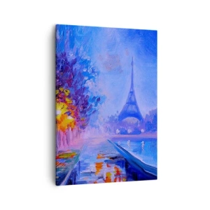 Quadro su tela - Stampe su Tela - Un viale con lampioni a Parigi con la Torre Eiffel sullo sfondo - 50x70cm - Passeggiata da sogno - Decorazione murale moderna per soggiorno e camera da letto ARTTOR