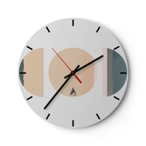 Orologio da parete - Orologio in Vetro - Motivi geometrici astratti con colori pastello - 30x30cm - Un cerchio dopo l'altro - Decorazione murale moderna per soggiorno, cucina e camera da letto ARTTOR