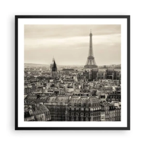 Poster in cornice nera - Sui tetti di Parigi - 60x60 cm