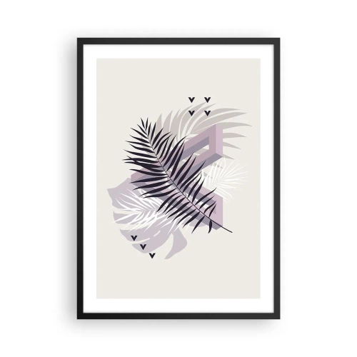 Poster in cornice nera - Composizione astratta con foglie e forme geometriche - 50x70cm - L'ombra dell'ombra - Decorazione murale moderna per soggiorno e camera da letto ARTTOR