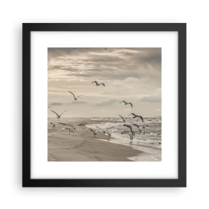 Poster in cornice nera - Brusio del mare, canto degli uccelli - 30x30 cm