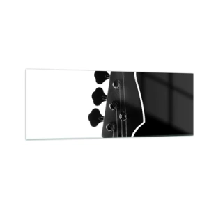 Quadro su vetro - Sagoma in bianco e nero della paletta di un basso - 140x50cm - Silenzio rock - Decorazione murale moderna per soggiorno e camera da letto ARTTOR