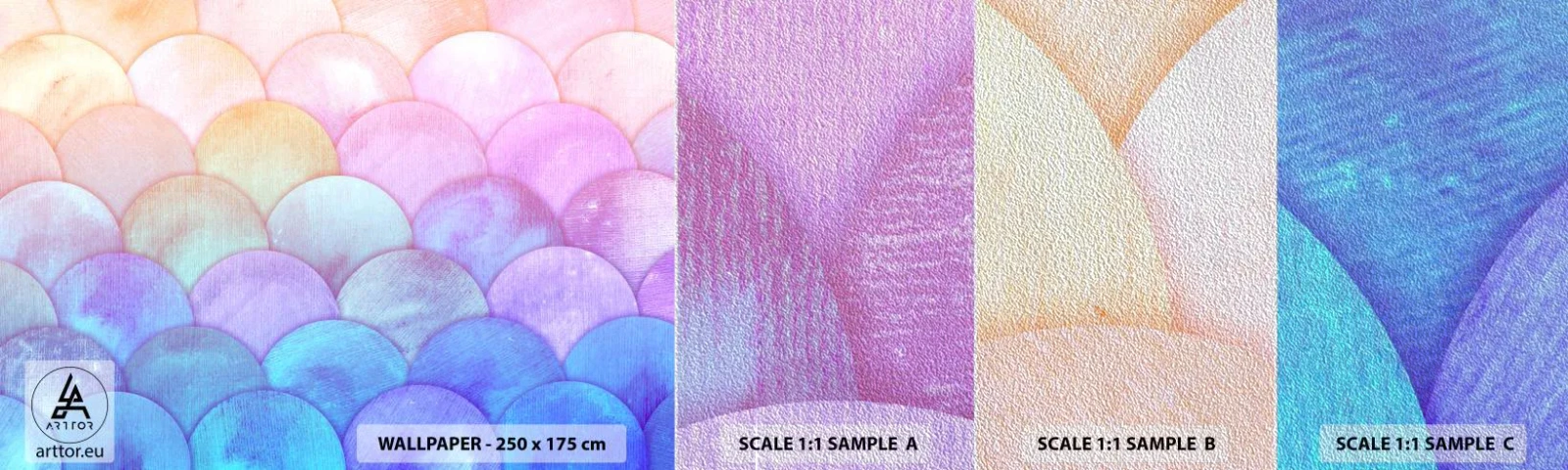 Campione di Fotomurale Premium Sand - Scaglie perlate - Pastello, Bolle, Bilancia - 100x30 cm