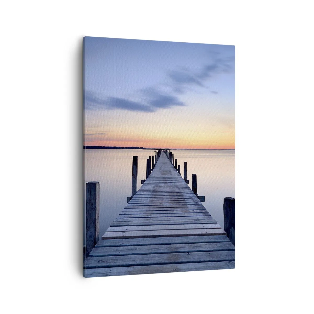 Quadro su tela - Stampe su Tela - Molo di legno sul lago al tramonto - 50x70cm - La calma di un dolce tramonto - Decorazione murale moderna per soggiorno e camera da letto ARTTOR