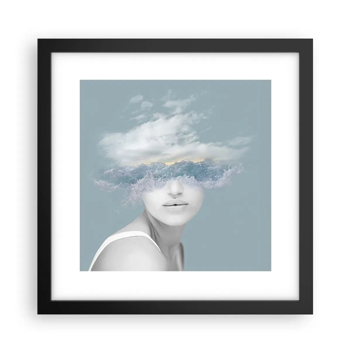 Poster in cornice nera - Con la testa tra le nuvole - 30x30 cm