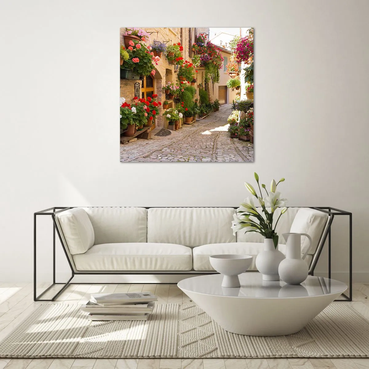 Quadro su vetro - Un'esplosione di fiori - 50x50 cm