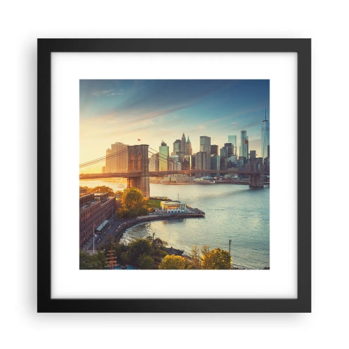 Poster in cornice nera - L'alba nella grande città - 30x30 cm