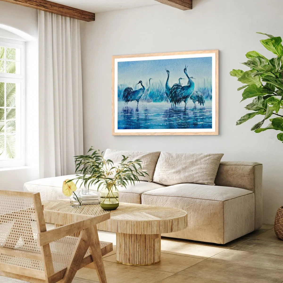 Poster in cornice rovere chiaro - Incontro mattutino - 50x40 cm