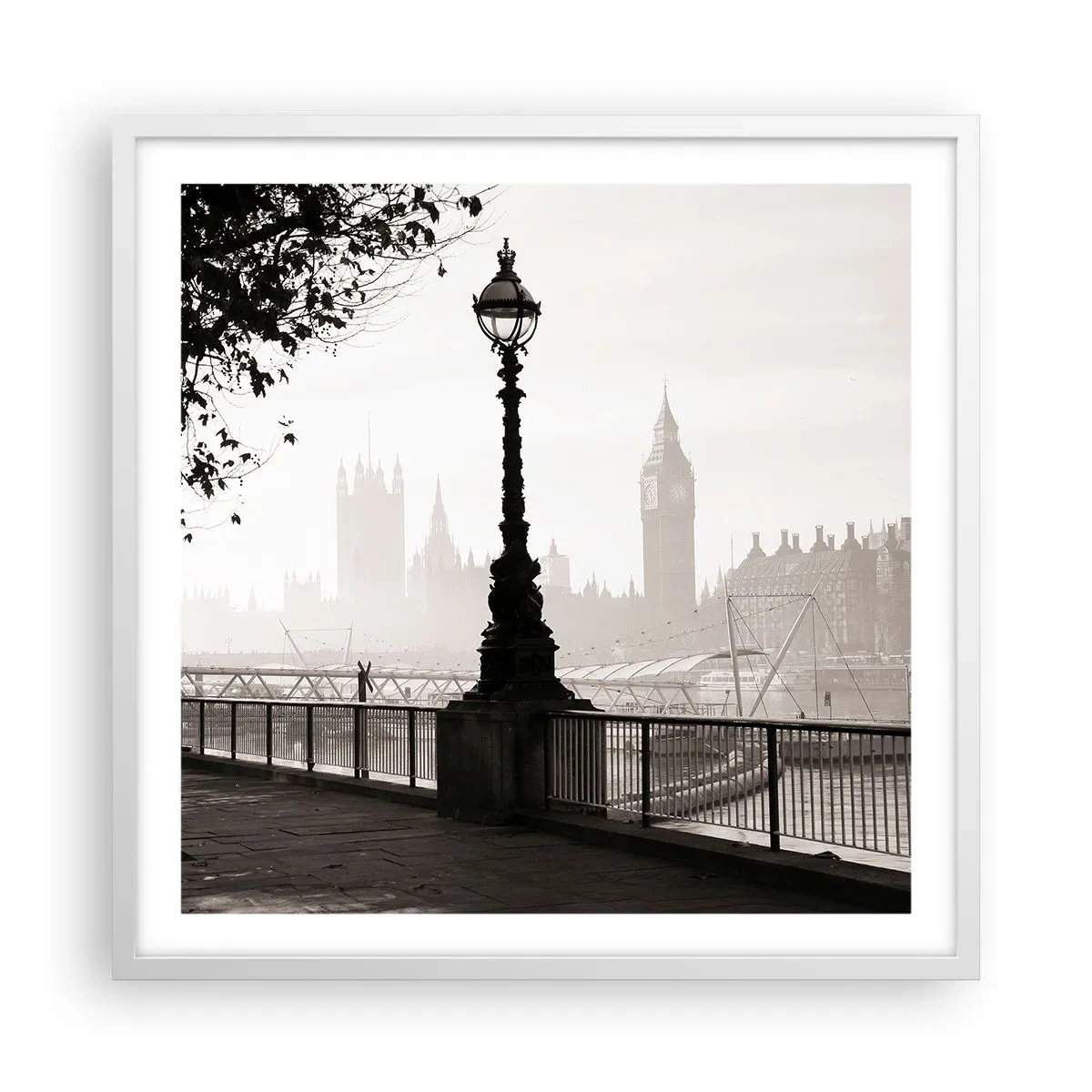 Poster in cornice bianca - Un mattino a Londra - 60x60 cm