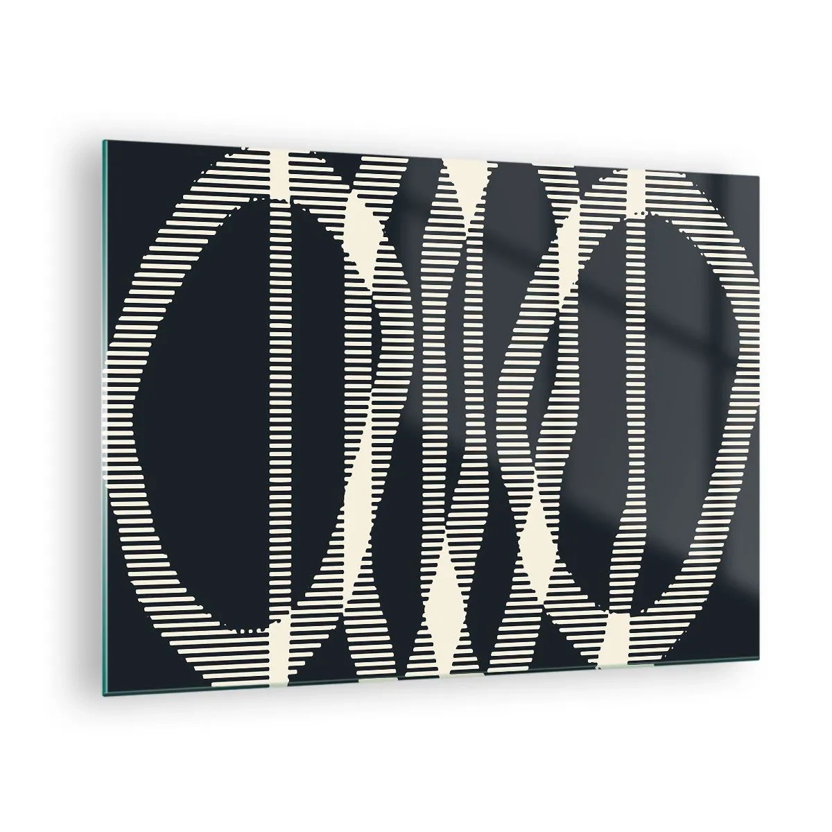 Quadro su vetro - Linee geometriche nei toni del nero e del beige - 70x50cm - Tentativo di rompere l'oscurità - Decorazione murale moderna per soggiorno e camera da letto ARTTOR