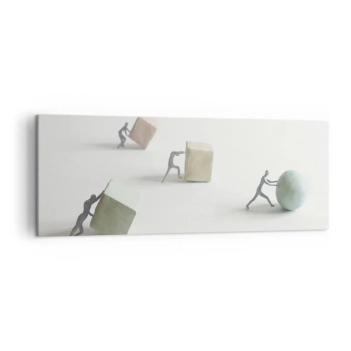 Quadro su tela - Stampe su Tela - Miniature che spingono forme su uno sfondo chiaro - 140x50cm - È la vita - Decorazione murale moderna per soggiorno e camera da letto ARTTOR
