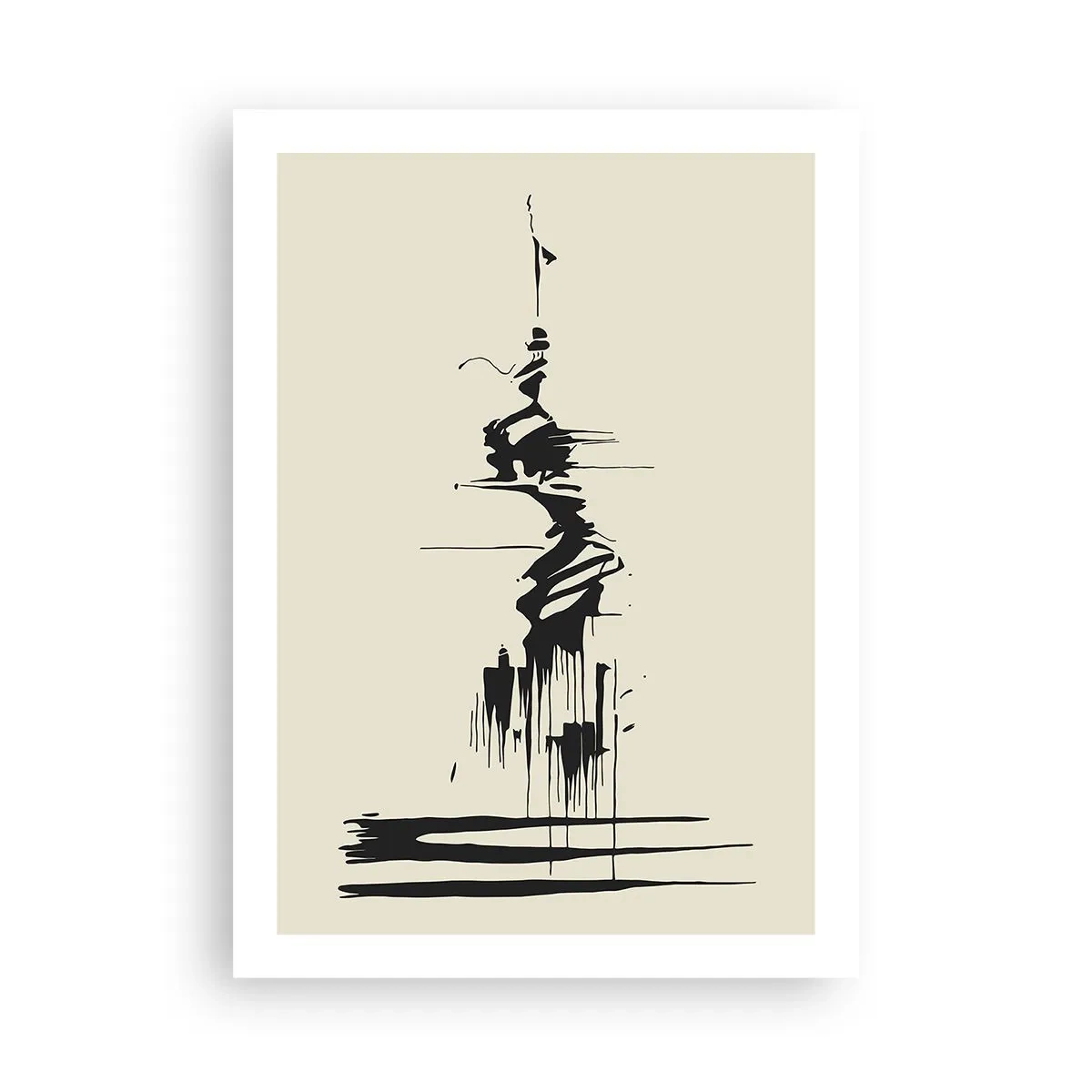 Poster - Disegno astratto di una figura su uno sfondo di linee ondulate. - 50x70cm - Astrazione frettolosa - Decorazione murale moderna per soggiorno e camera da letto ARTTOR