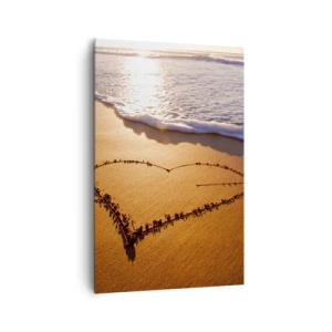 Quadro su tela - Stampe su Tela - Un cuore fatto di sabbia sulla spiaggia durante il tramonto - 80x120cm - Dichiarazione delle vacanze - Decorazione murale moderna per soggiorno e camera da letto ARTTOR