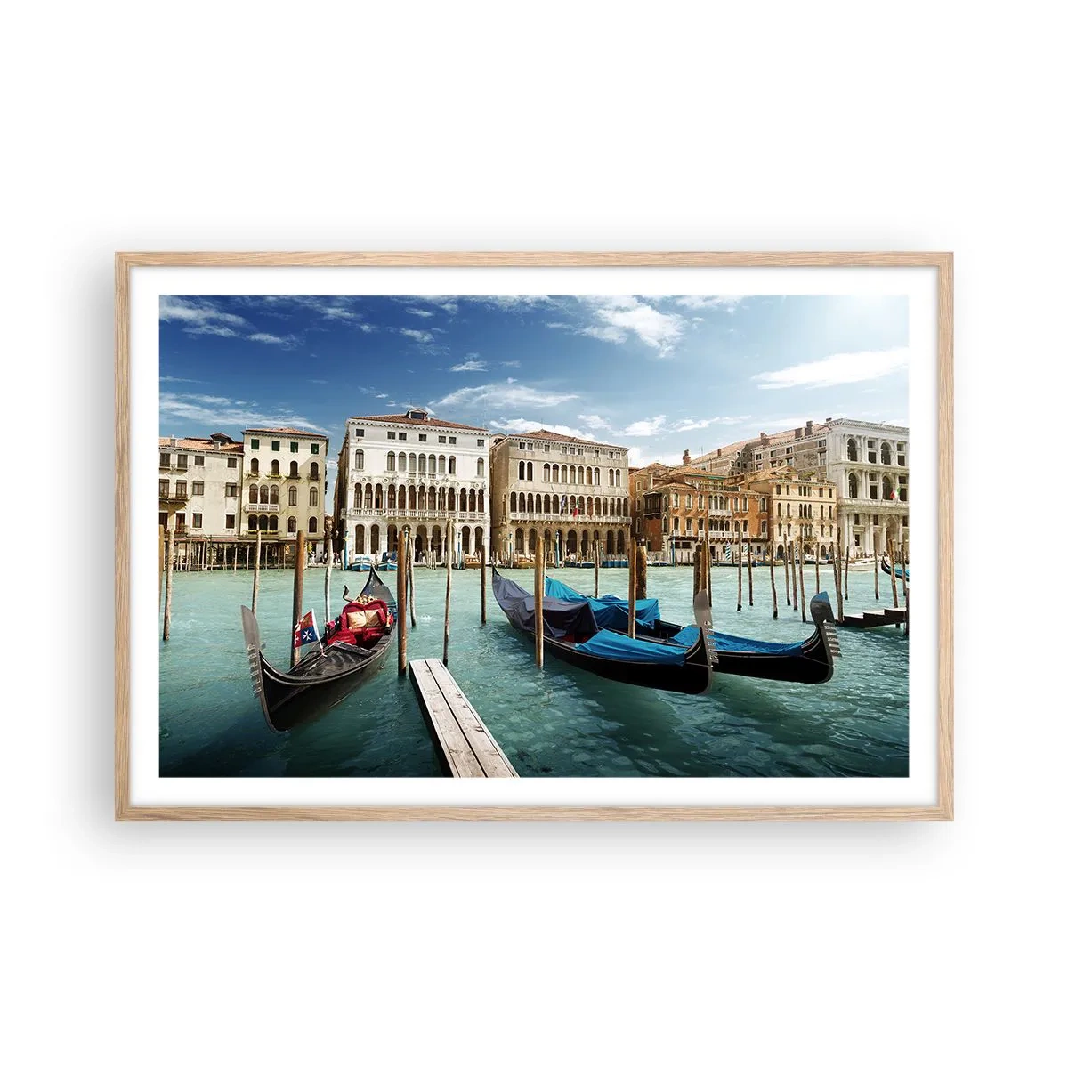 Poster in cornice rovere chiaro - Palazzi nel blu - 91x61 cm