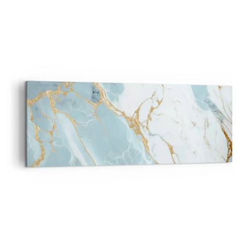 Quadro su tela - Stampe su Tela - Motivi in marmo blu e bianco con venature dorate aggiunte - 140x50cm - La ricchezza della pietra - Decorazione murale moderna per soggiorno e camera da letto ARTTOR