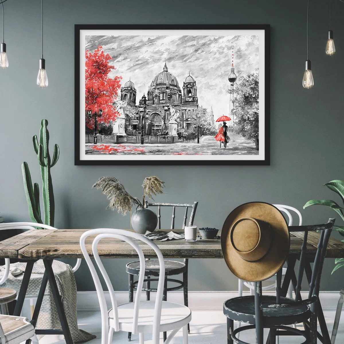 Poster in cornice nera - Incontro a Berlino - 50x40 cm