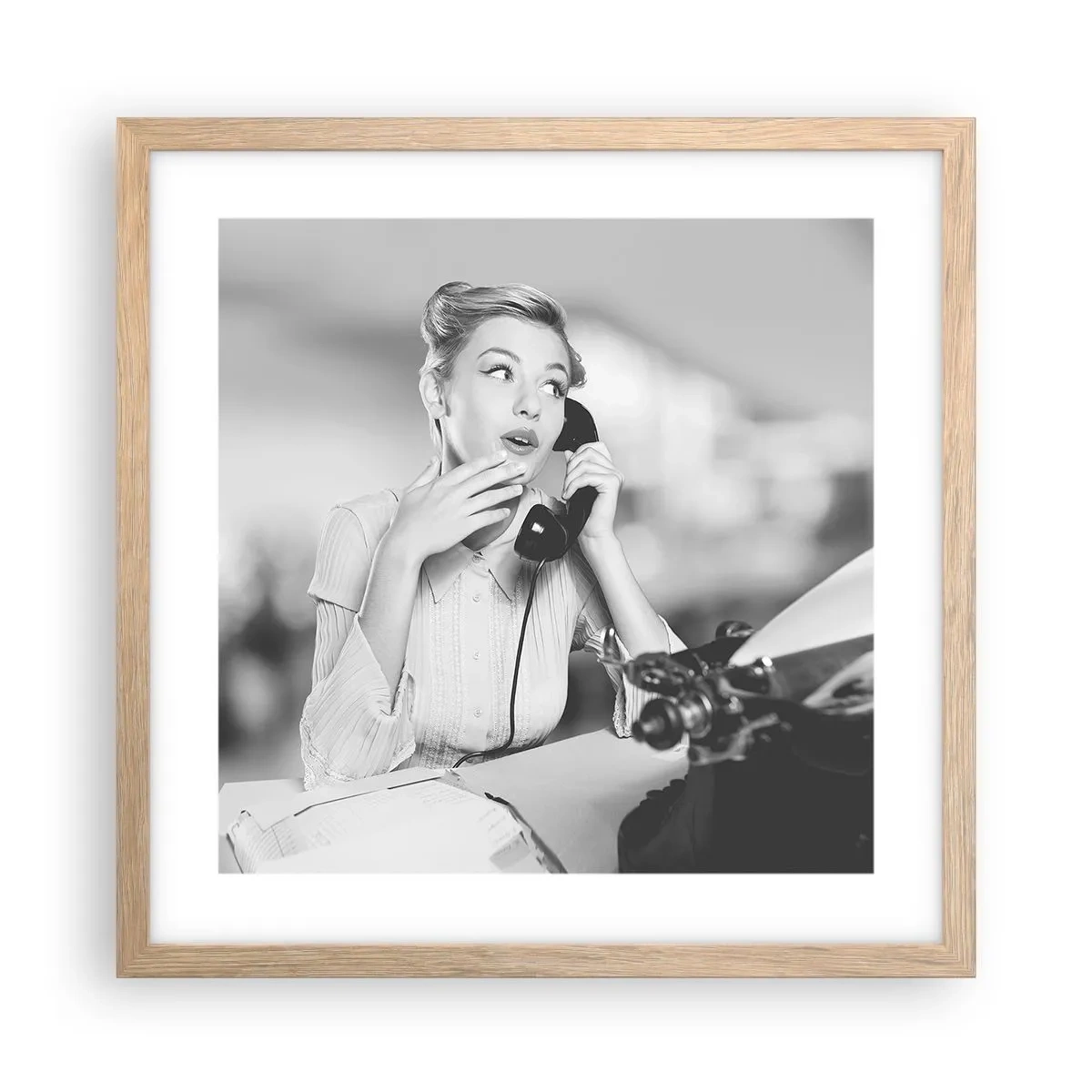 Poster in cornice rovere chiaro - Salve, qui gli anni '50 - 40x40 cm