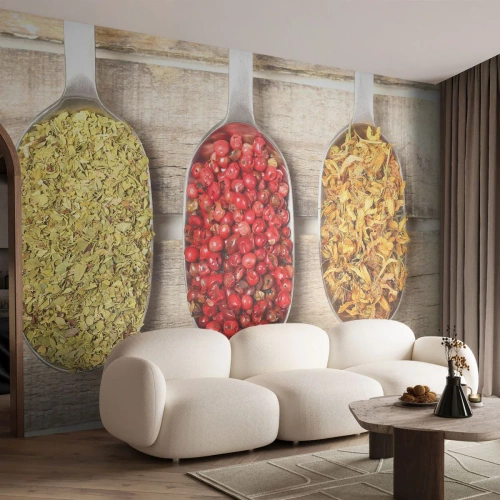 Fotomurali Autoadesivo Deluxe Sticker - Magia in cucina - Gastronomia, Spezie a base di erbe, Erbe aromatiche - 250x175 cm