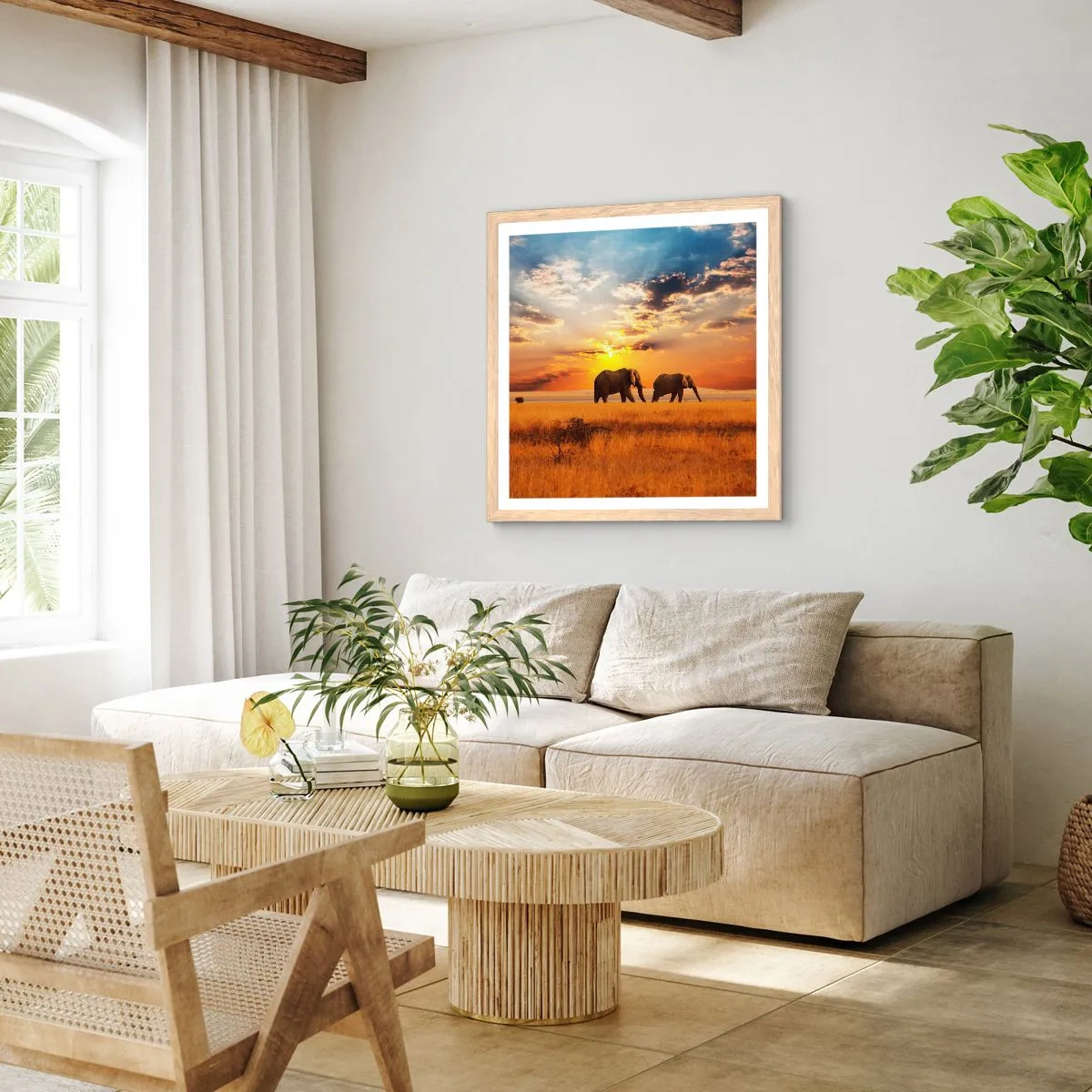 Poster in cornice rovere chiaro - Passeggiata familiare - 50x50 cm