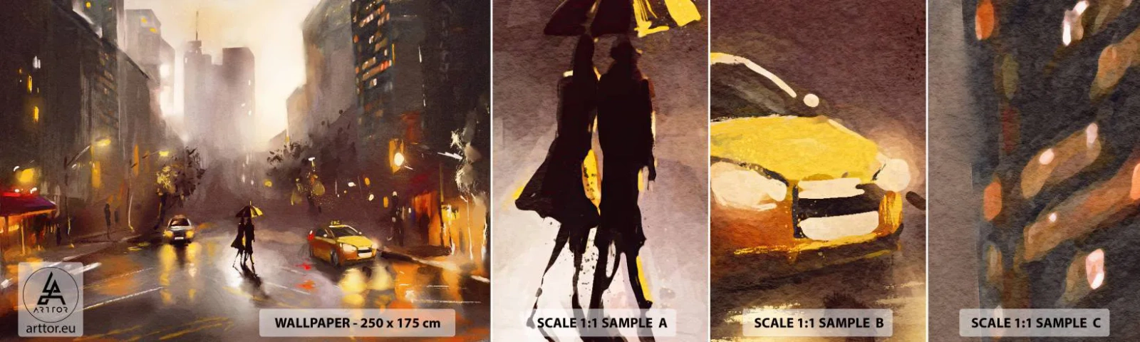 Campione di Fotomurale Adesivo Deluxe Sticker - Nelle luci di New York - New York, Manhattan, Architettura - 100x30 cm