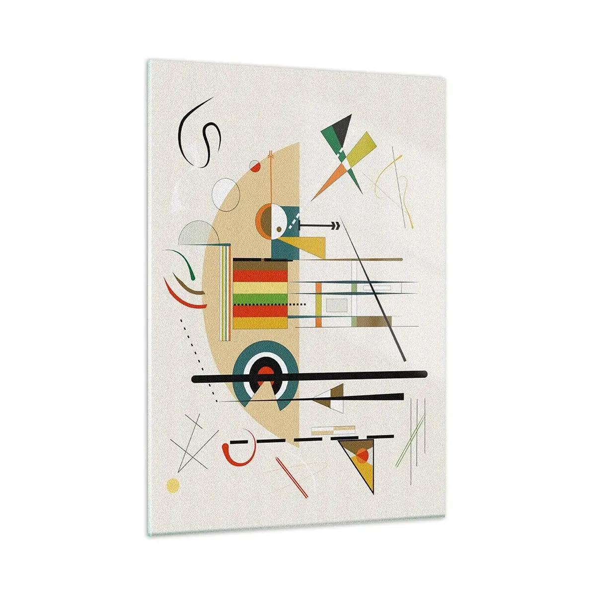Quadro su vetro - Astrazione geometrica colorata su uno sfondo chiaro - 50x70cm - E il mondo ride - Decorazione murale moderna per soggiorno e camera da letto ARTTOR