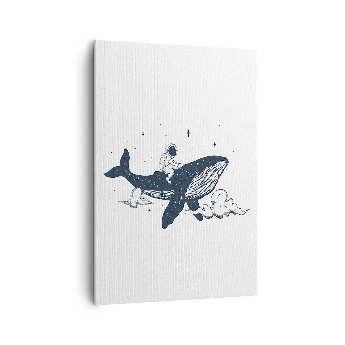 Quadro su tela - Stampe su Tela - Astronauta su una balena che galleggia nello spazio - 70x100cm - Avventura nello spazio - Decorazione murale moderna per soggiorno e camera da letto ARTTOR