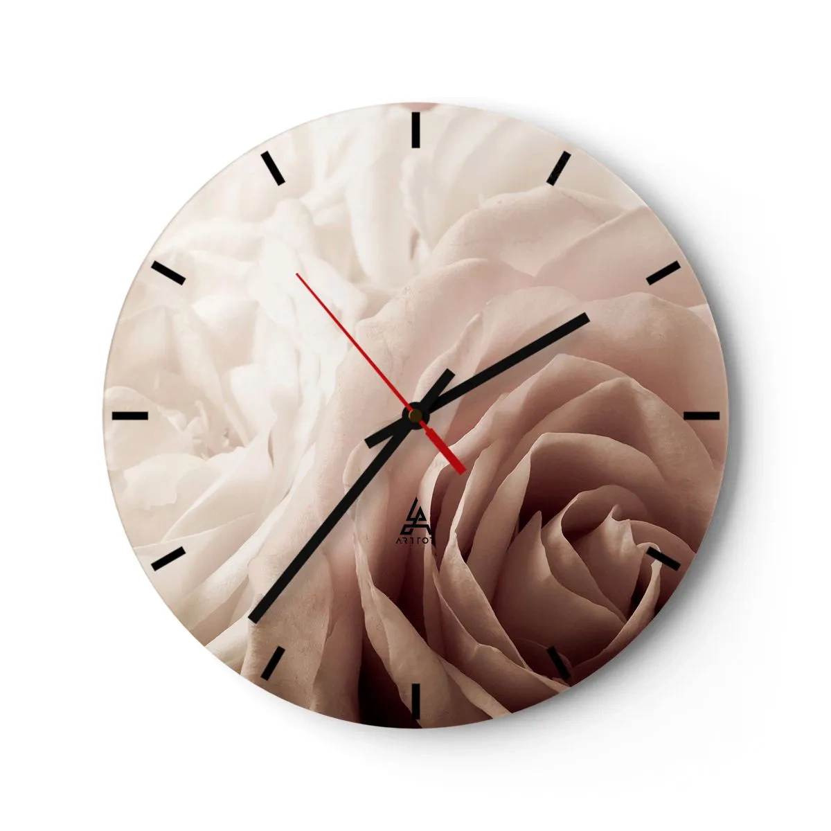 Orologio da parete - Orologio in Vetro - Nel cuore della rosa - 40x40 cm