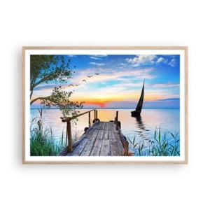 Poster in cornice rovere chiaro - Buona sera - 100x70 cm