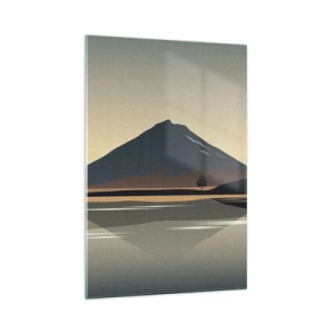 Quadro su vetro - Paesaggio montano minimalista con riflesso nell'acqua - 70x100cm - Immagine speculare - Decorazione murale moderna per soggiorno e camera da letto ARTTOR