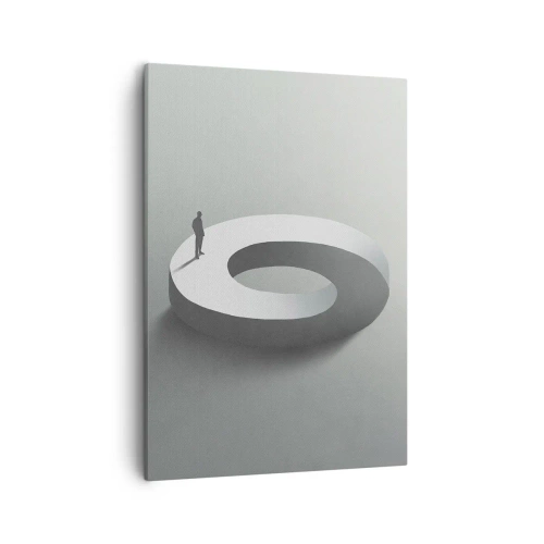 Quadro su tela - Stampe su Tela - Un uomo su una struttura grigia e astratta - 50x70cm - Prova a cavartela - Decorazione murale moderna per soggiorno e camera da letto ARTTOR