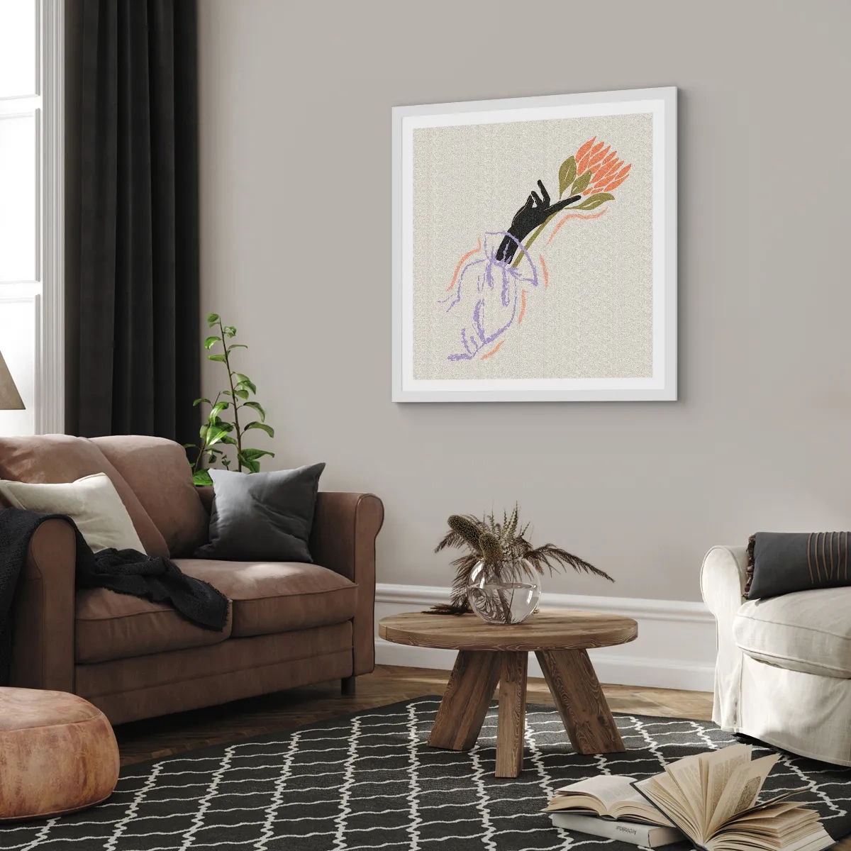 Poster in cornice bianca - Tocco delicato - 40x40 cm