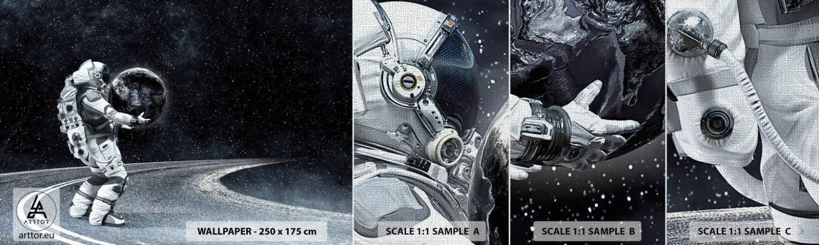 Campione di Fotomurale Premium Canvas - Sulla Via Lattea - Cosmo, Astronauta, Fantasia - 100x30 cm