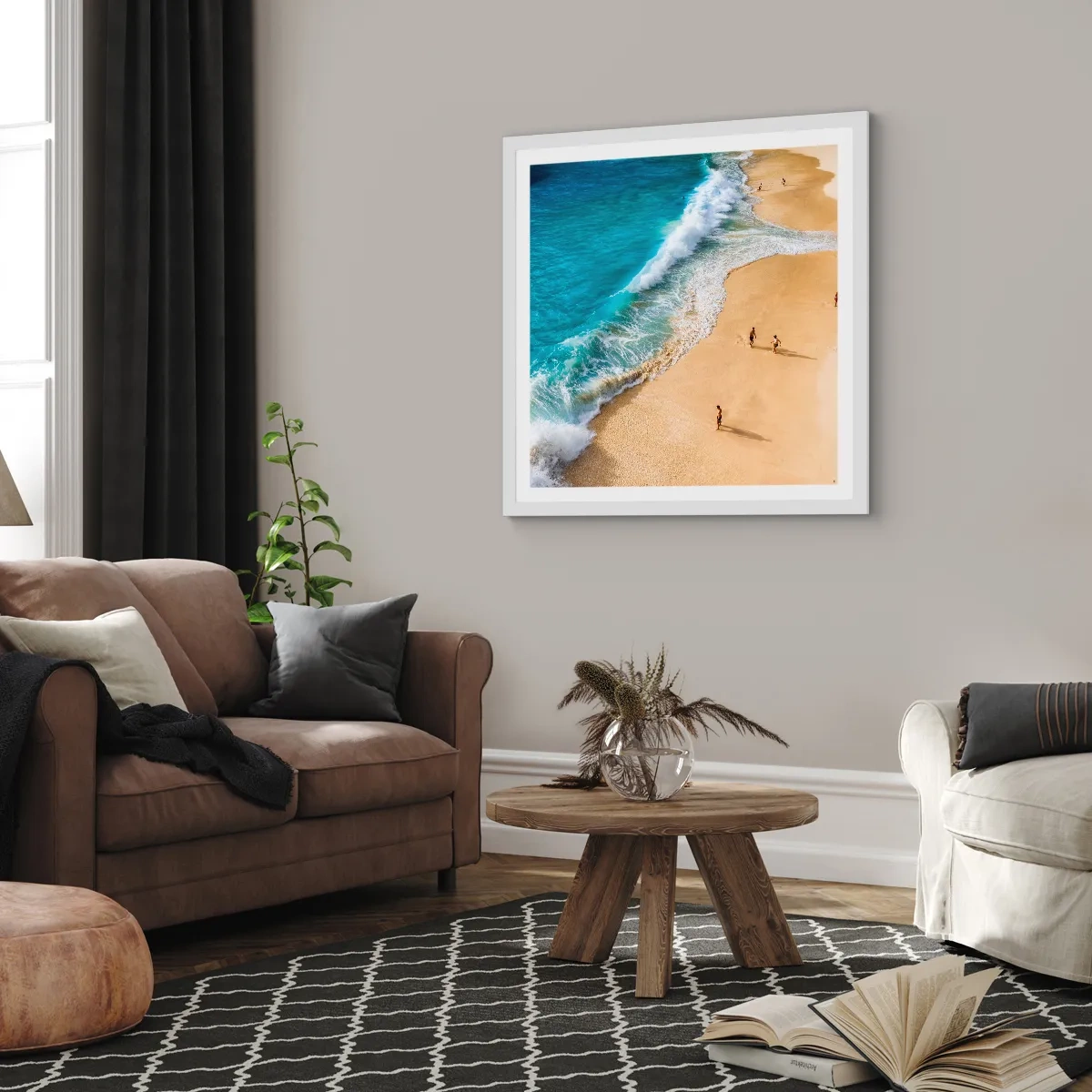 Poster in cornice bianca - E poi il sole, la spiaggia... - 40x40 cm