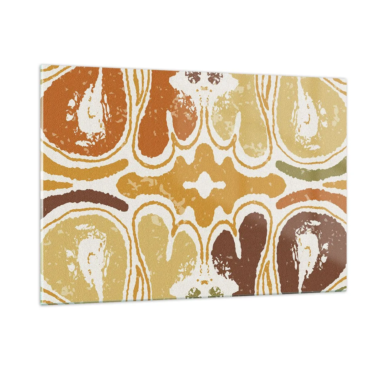 Quadro su vetro - Astrazione simmetrica nei toni caldi della terra - 120x80cm - Astrazione sentimentale - Decorazione murale moderna per soggiorno e camera da letto ARTTOR