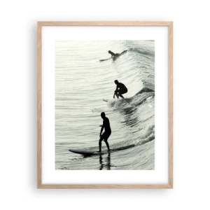 Poster in cornice rovere chiaro - Onde all'incontro - 40x50 cm