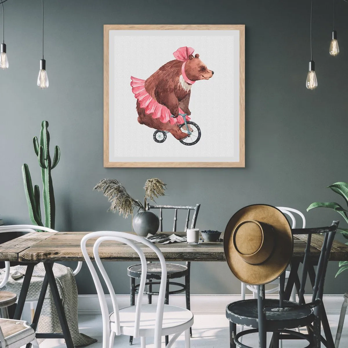 Poster in cornice rovere chiaro - Evviva il circo! - 60x60 cm