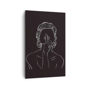 Quadro su tela - Stampe su Tela - Silhouette minimalista di una donna su sfondo nero - 80x120cm - Il bello emerge nel silenzio - Decorazione murale moderna per soggiorno e camera da letto ARTTOR