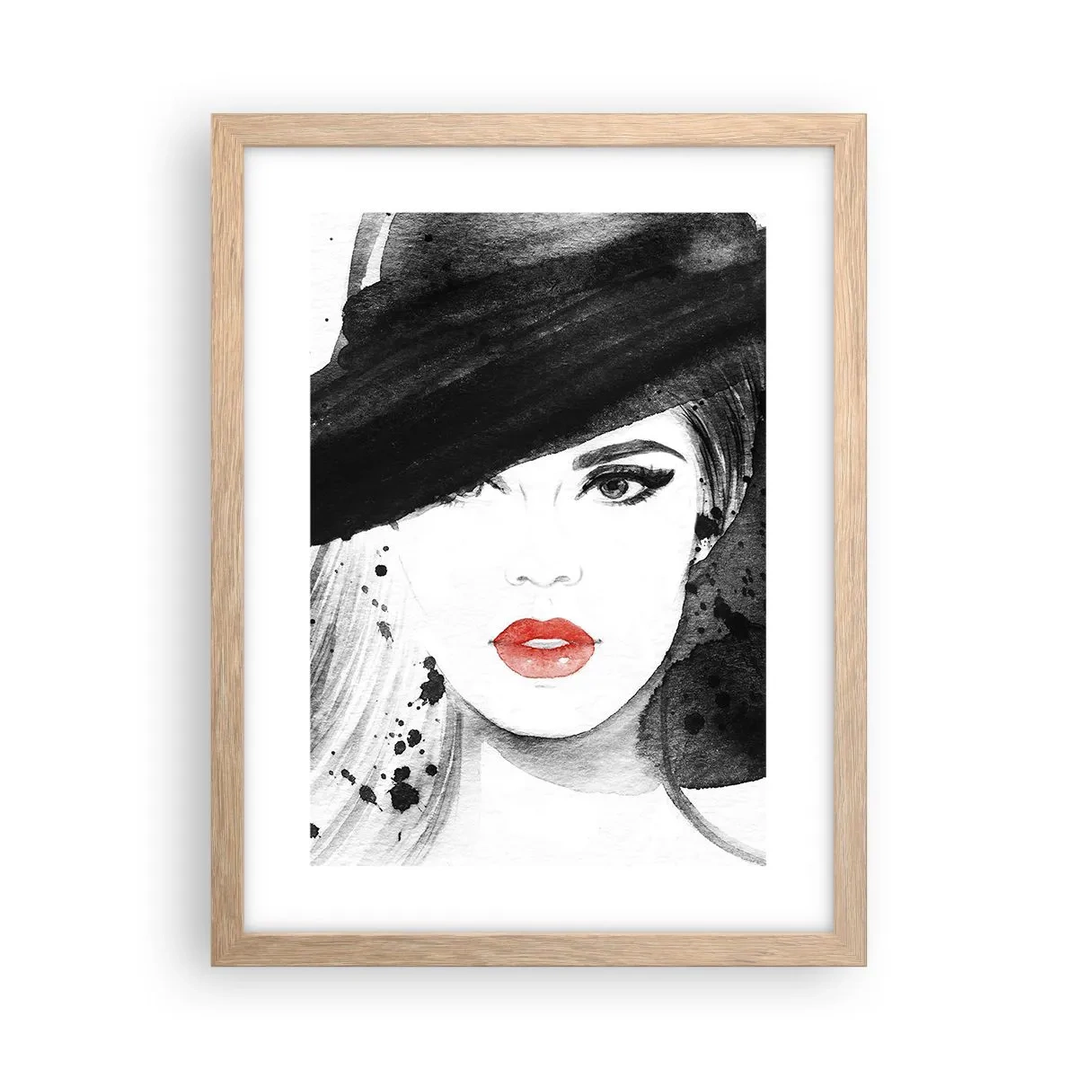 Poster in cornice rovere chiaro - Donna in nero - 30x40 cm