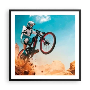 Poster in cornice nera - Il demone della follia ciclistica - 60x60 cm