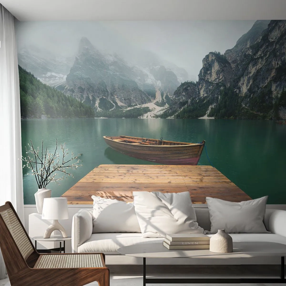 Fotomurali Autoadesivo Deluxe Sticker - E attorno le fiere rocce - Paesaggio, Montagne, Lago - 450x315 cm