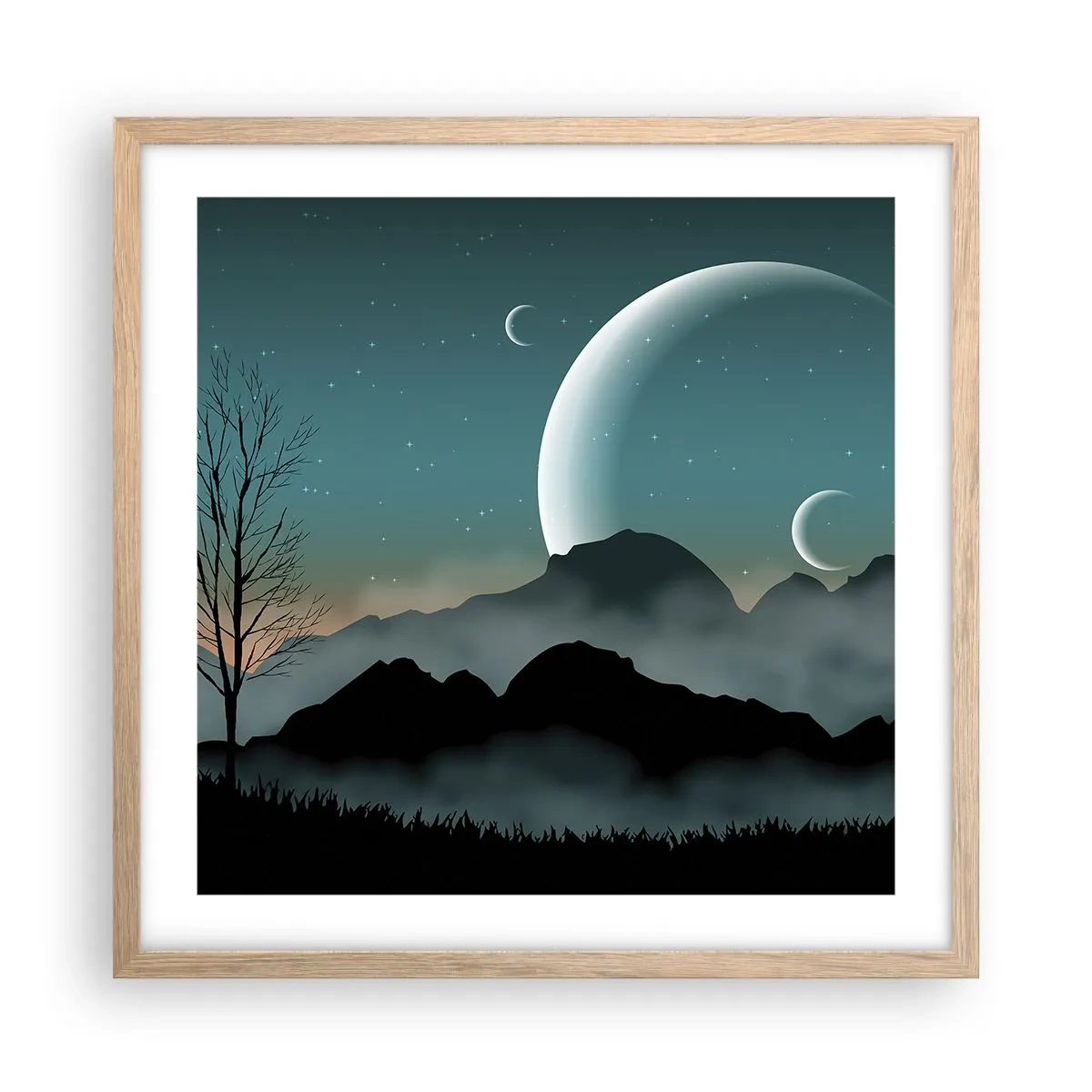 Poster in cornice rovere chiaro - Il carnevale di una notte stellata - 50x50 cm