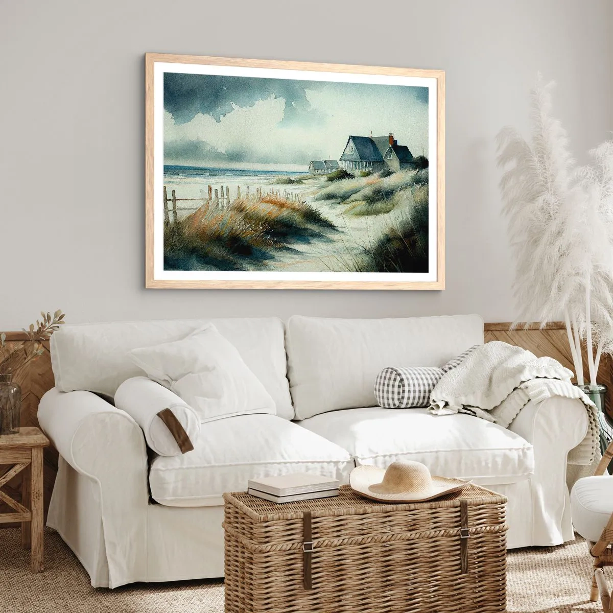Poster in cornice rovere chiaro - Lontano dal caos - 100x70 cm