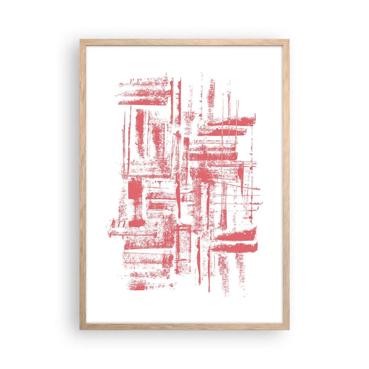 Poster in cornice rovere chiaro - Città rossa - 50x70 cm