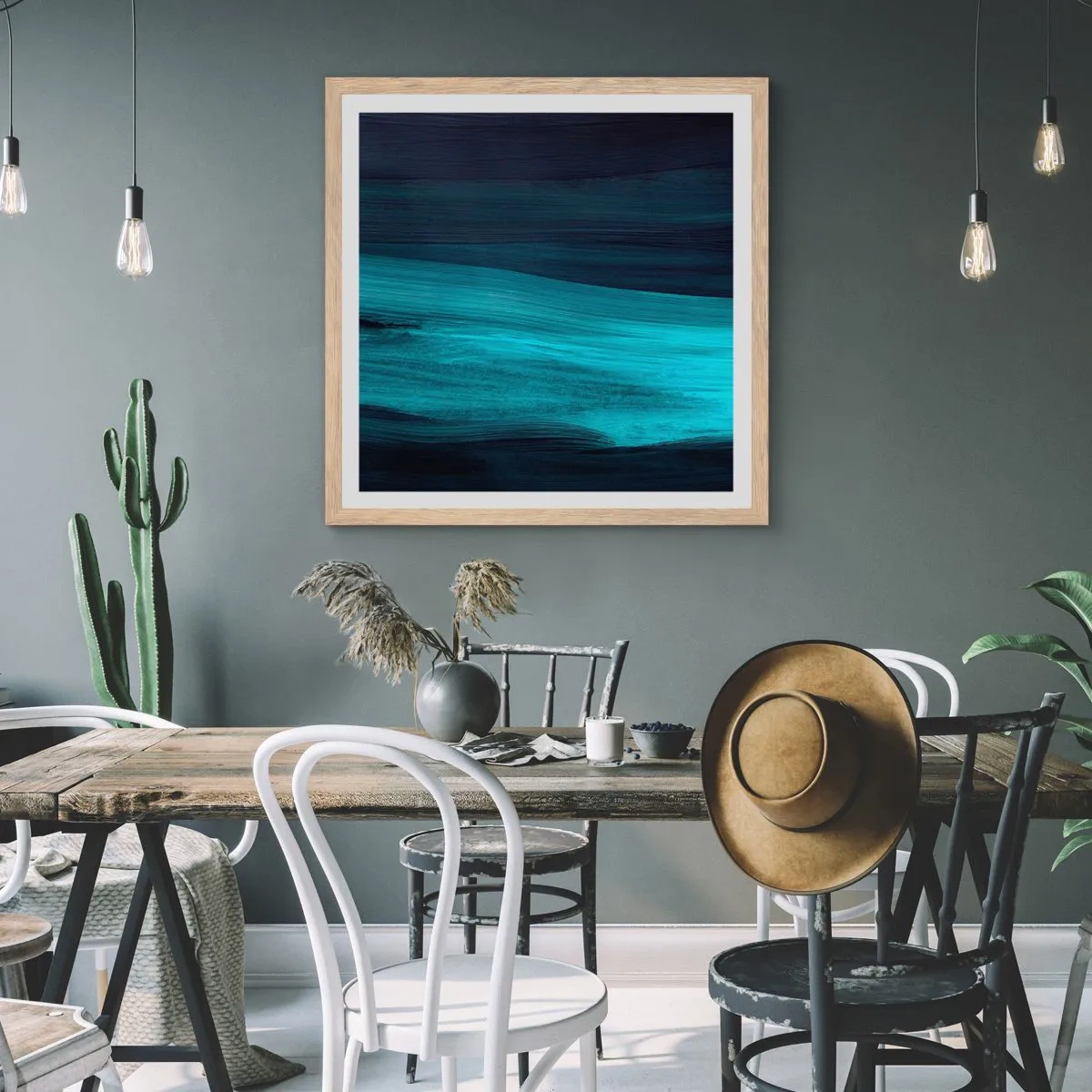 Poster in cornice rovere chiaro - Seguendo la corrente - 40x40 cm