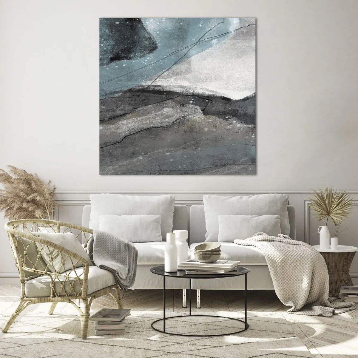 Quadro su vetro - Astrazione: rocce e ghiaccio - 40x40 cm