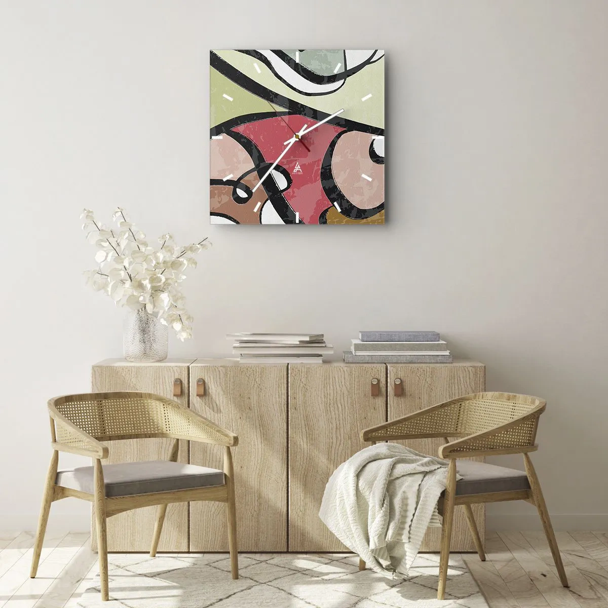 Orologio da parete - Orologio in Vetro - Piroette tra i colori - 40x40 cm