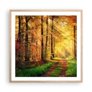 Poster in cornice rovere chiaro - Il silenzio d'oro del bosco - 60x60 cm